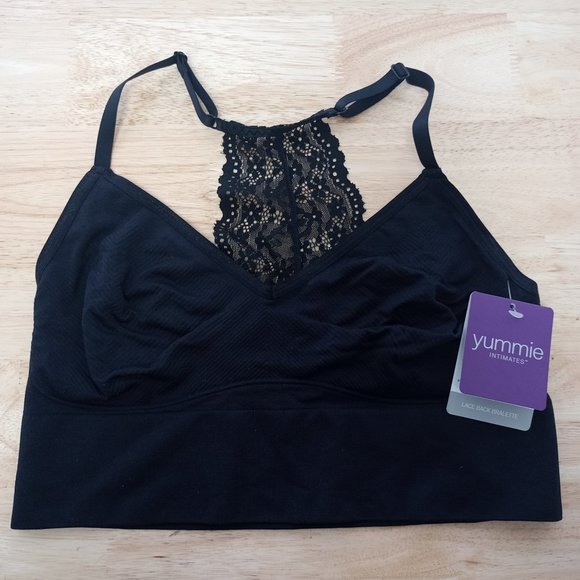 Yummie Lace Back Bralette Black Size M/L